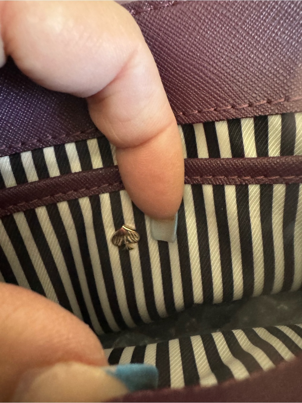 kate spade Plum Saffiano Crossbody Saddle Bag with Gold Hardware - Picture 3 of 6